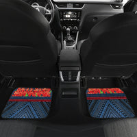 Custom Toa Samoa Rugby Car Mats Samoan Warrior Ula Fala Tribal Pattern LT03 Set 2pcs - Back Blue - Polynesian Pride
