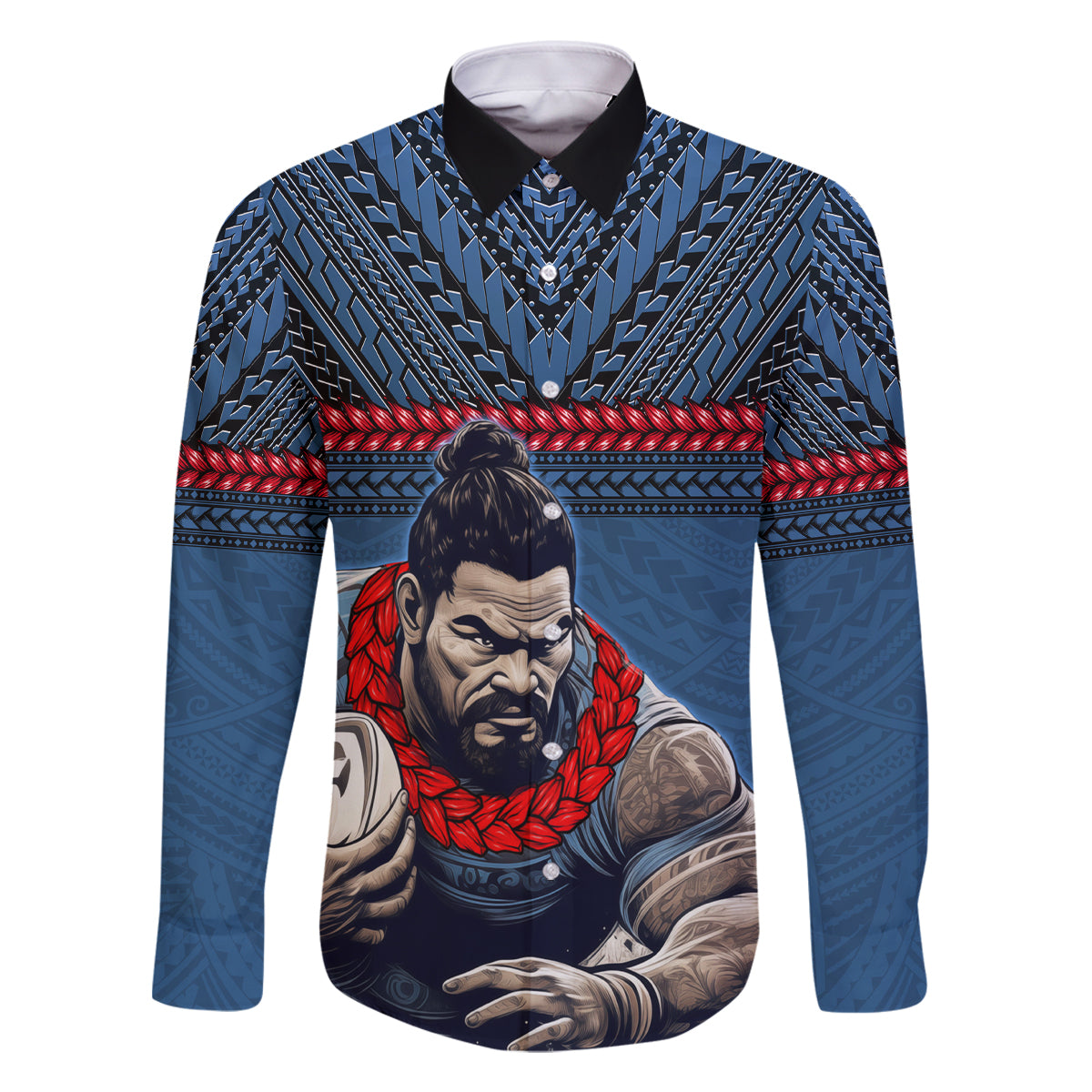 Custom Toa Samoa Rugby Family Matching Off Shoulder Short Dress and Hawaiian Shirt Samoan Warrior Ula Fala Tribal Pattern LT03