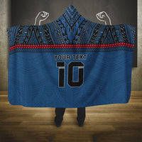 Custom Toa Samoa Rugby Hooded Blanket Samoan Warrior Ula Fala Tribal Pattern LT03 One Size Blue - Polynesian Pride