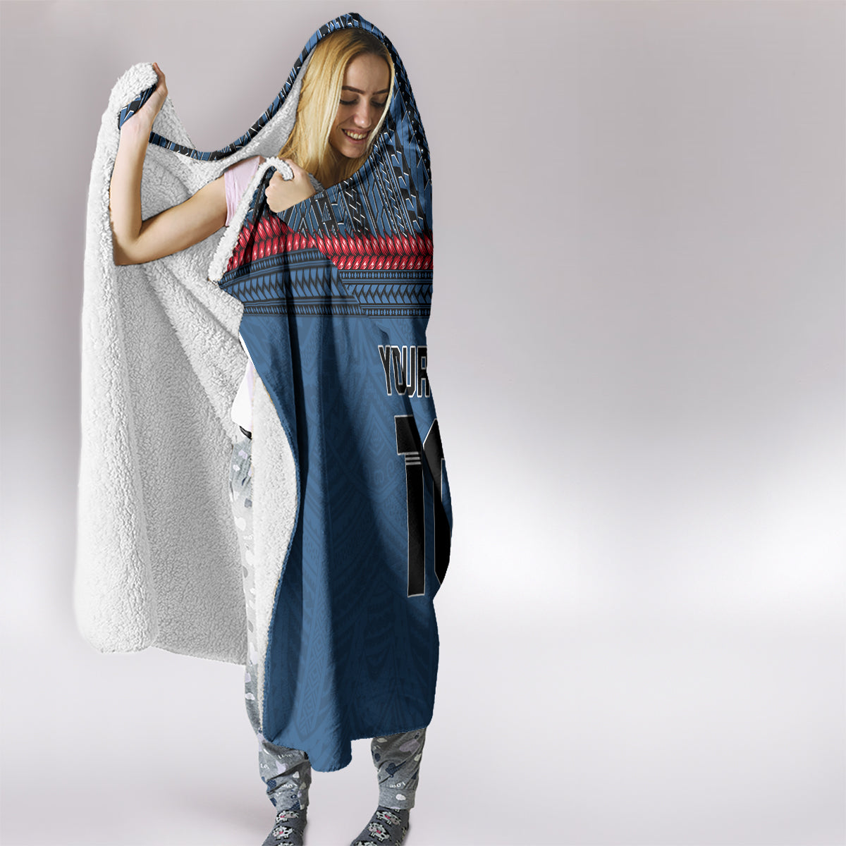 Custom Toa Samoa Rugby Hooded Blanket Samoan Warrior Ula Fala Tribal Pattern LT03 - Polynesian Pride