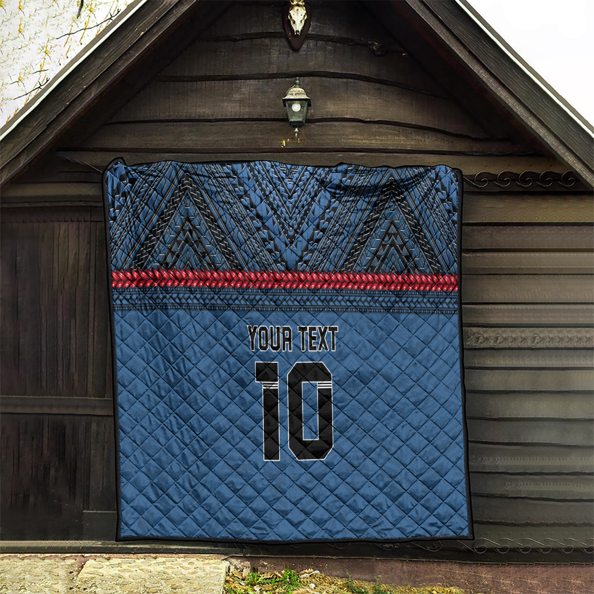 Custom Toa Samoa Rugby Quilt Samoan Warrior Ula Fala Tribal Pattern