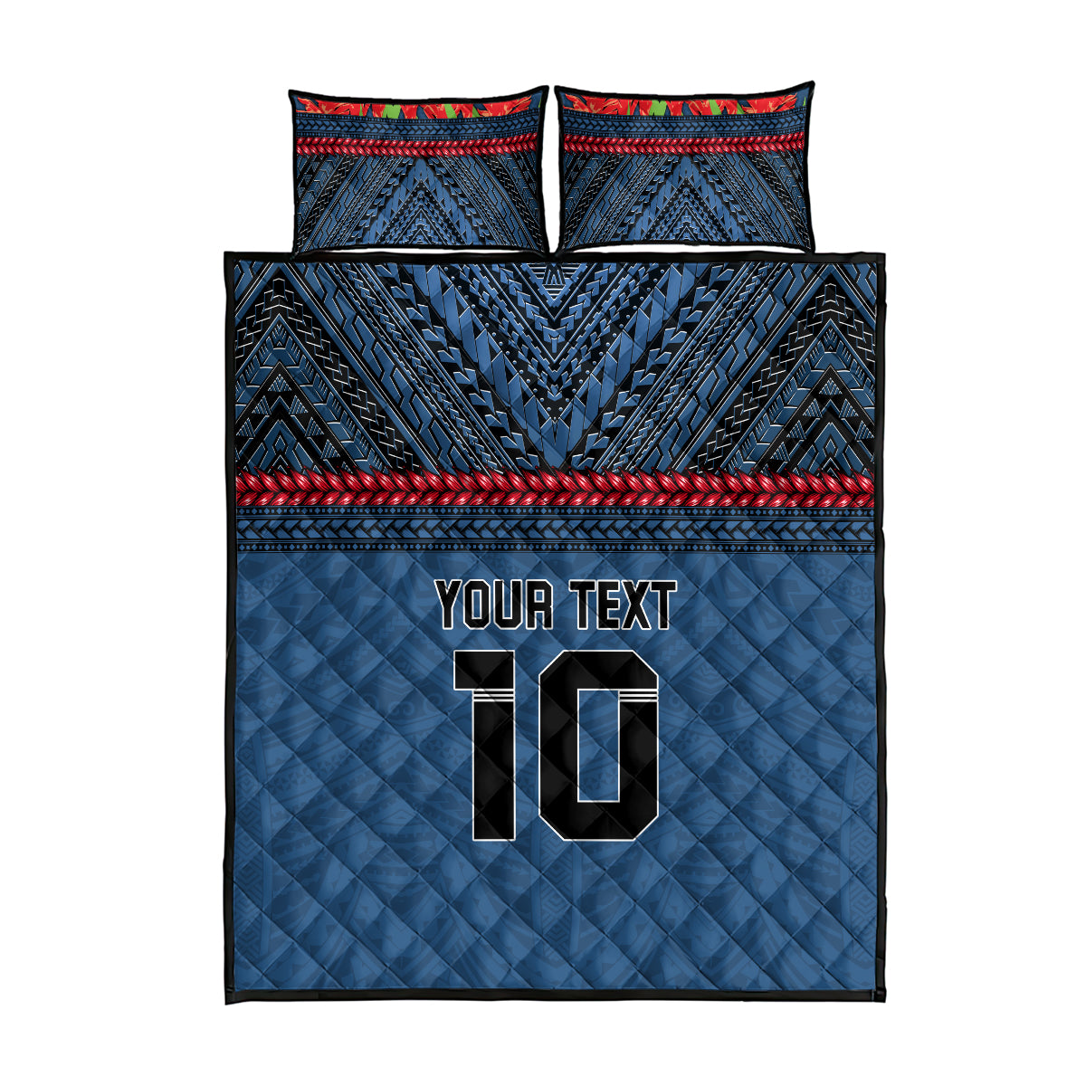 Custom Toa Samoa Rugby Quilt Bed Set Samoan Warrior Ula Fala Tribal Pattern LT03 - Polynesian Pride