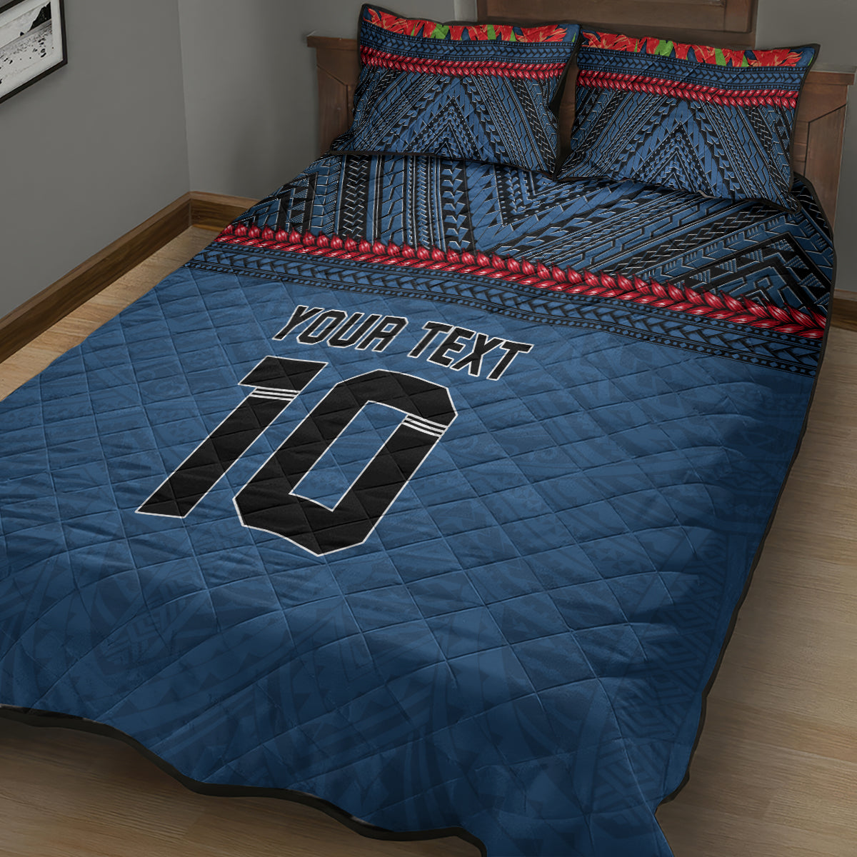 Custom Toa Samoa Rugby Quilt Bed Set Samoan Warrior Ula Fala Tribal Pattern LT03 - Polynesian Pride