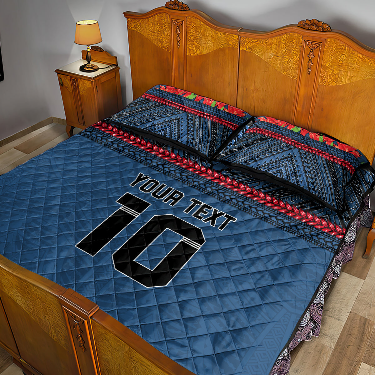 Custom Toa Samoa Rugby Quilt Bed Set Samoan Warrior Ula Fala Tribal Pattern LT03 - Polynesian Pride