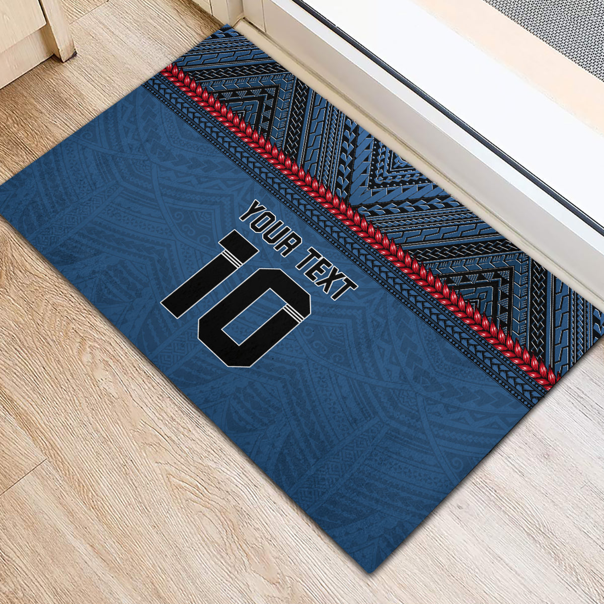 Custom Toa Samoa Rugby Rubber Doormat Samoan Warrior Ula Fala Tribal Pattern LT03 - Polynesian Pride