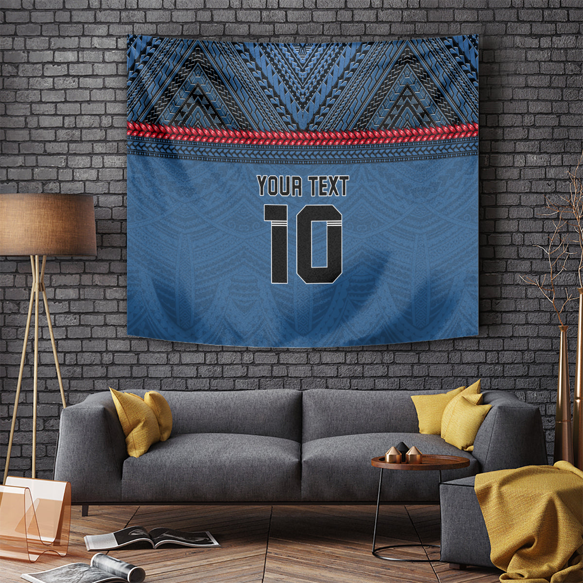 Custom Toa Samoa Rugby Tapestry Samoan Warrior Ula Fala Tribal Pattern LT03 - Polynesian Pride