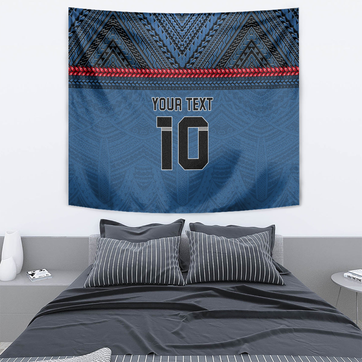 Custom Toa Samoa Rugby Tapestry Samoan Warrior Ula Fala Tribal Pattern LT03 - Polynesian Pride