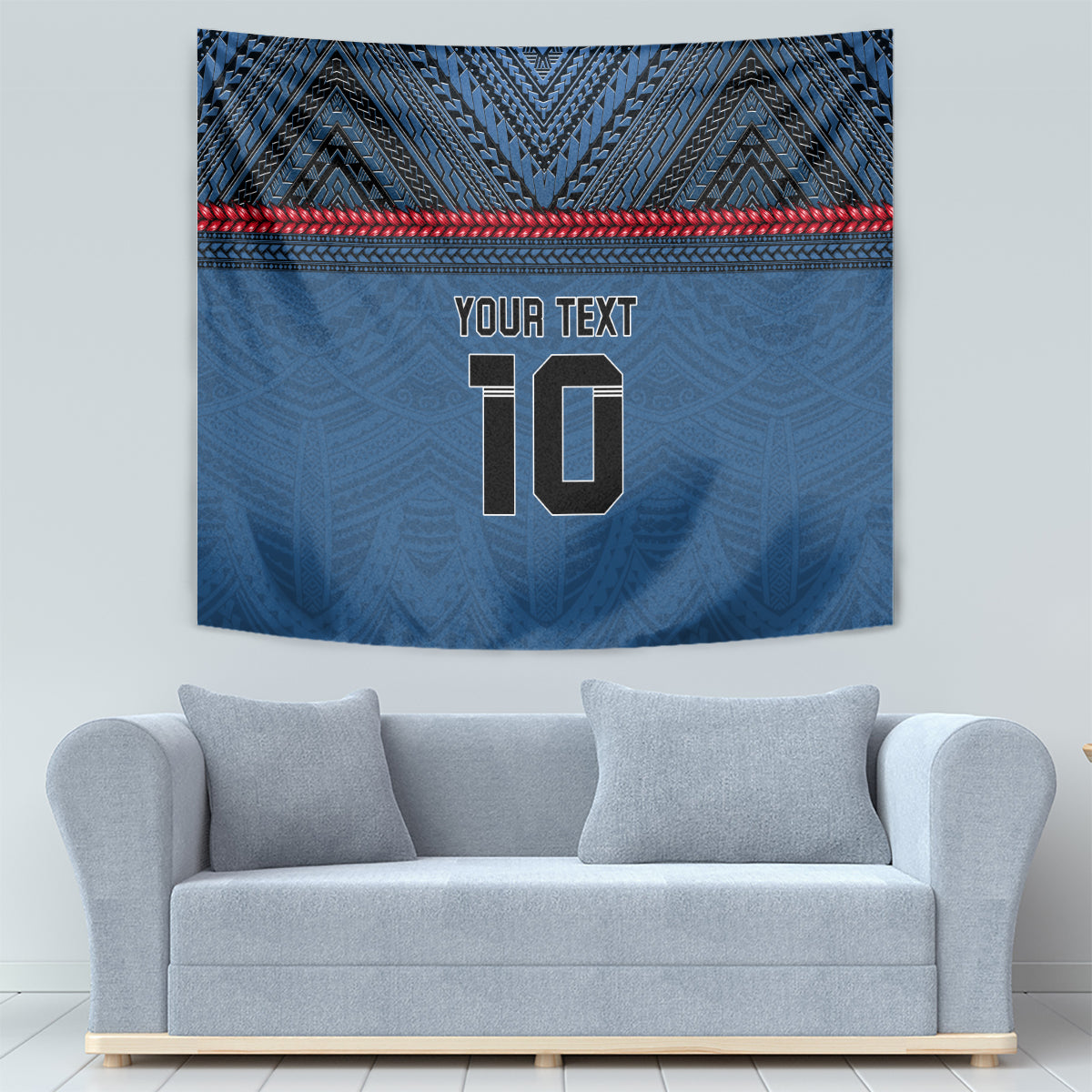 Custom Toa Samoa Rugby Tapestry Samoan Warrior Ula Fala Tribal Pattern LT03 - Polynesian Pride