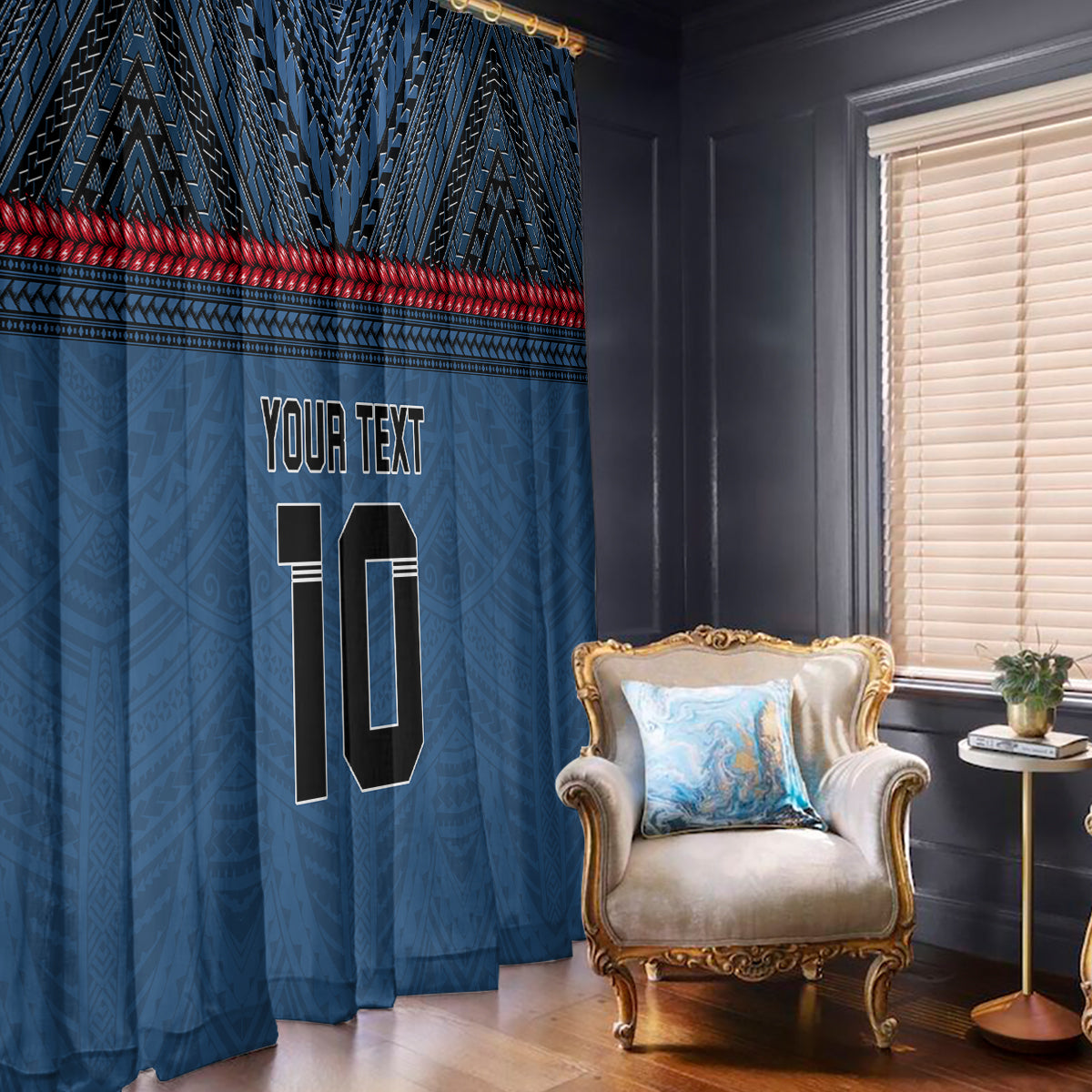 Custom Toa Samoa Rugby Window Curtain Samoan Warrior Ula Fala Tribal Pattern LT03 - Polynesian Pride