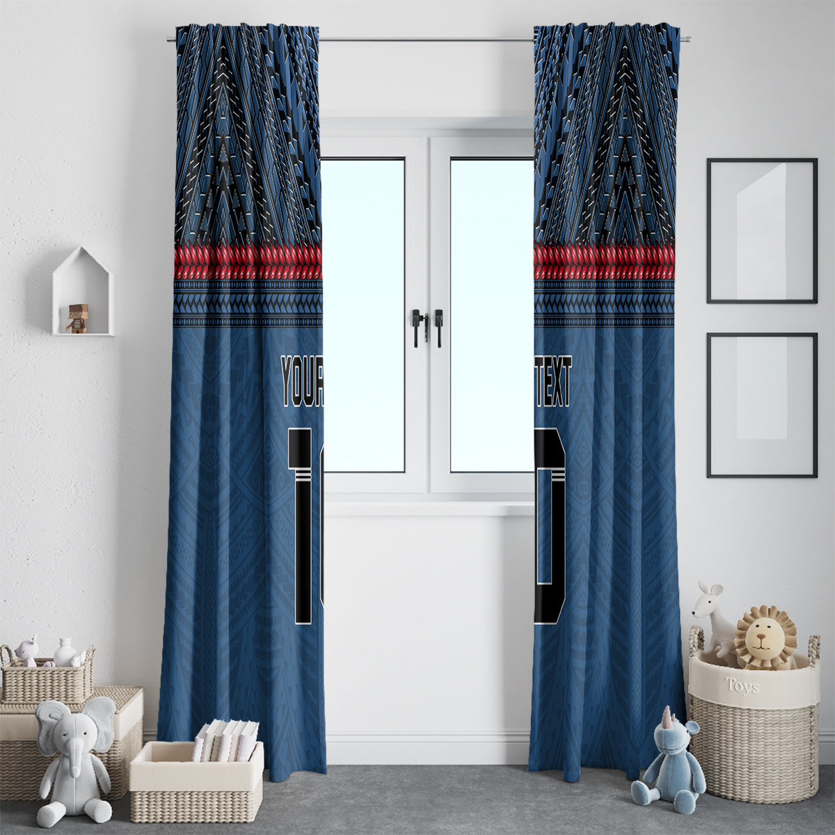 Custom Toa Samoa Rugby Window Curtain Samoan Warrior Ula Fala Tribal Pattern LT03 - Polynesian Pride