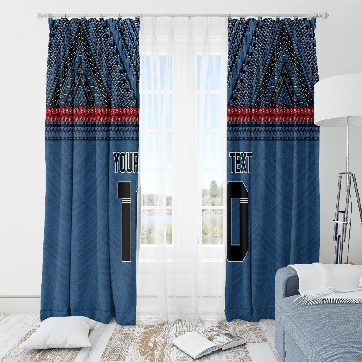Custom Toa Samoa Rugby Window Curtain Samoan Warrior Ula Fala Tribal Pattern LT03 - Polynesian Pride