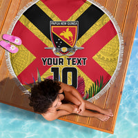 Custom Papua New Guinea Rugby Beach Blanket Bird of Paradise and Hibiscus Polynesian Pattern Yellow Color LT03 - Polynesian Pride