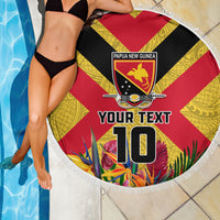Custom Papua New Guinea Rugby Beach Blanket Bird of Paradise and Hibiscus Polynesian Pattern Yellow Color LT03 - Polynesian Pride