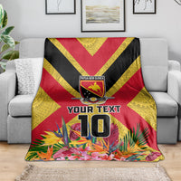 Custom Papua New Guinea Rugby Blanket Bird of Paradise and Hibiscus Polynesian Pattern Yellow Color LT03 - Polynesian Pride