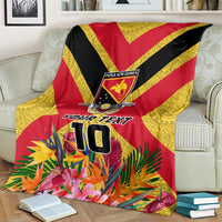 Custom Papua New Guinea Rugby Blanket Bird of Paradise and Hibiscus Polynesian Pattern Yellow Color LT03 - Polynesian Pride