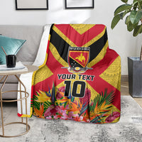 Custom Papua New Guinea Rugby Blanket Bird of Paradise and Hibiscus Polynesian Pattern Yellow Color LT03 - Polynesian Pride