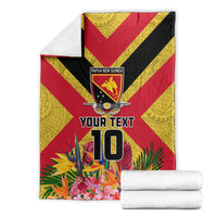 Custom Papua New Guinea Rugby Blanket Bird of Paradise and Hibiscus Polynesian Pattern Yellow Color LT03 - Polynesian Pride