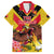 Custom Papua New Guinea Rugby Family Matching Off The Shoulder Long Sleeve Dress and Hawaiian Shirt Bird of Paradise and Hibiscus Polynesian Pattern Yellow Color LT03