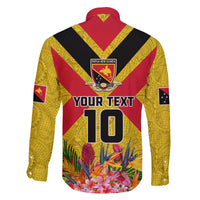 Custom Papua New Guinea Rugby Family Matching Off Shoulder Maxi Dress and Hawaiian Shirt Bird of Paradise and Hibiscus Polynesian Pattern Yellow Color LT03
