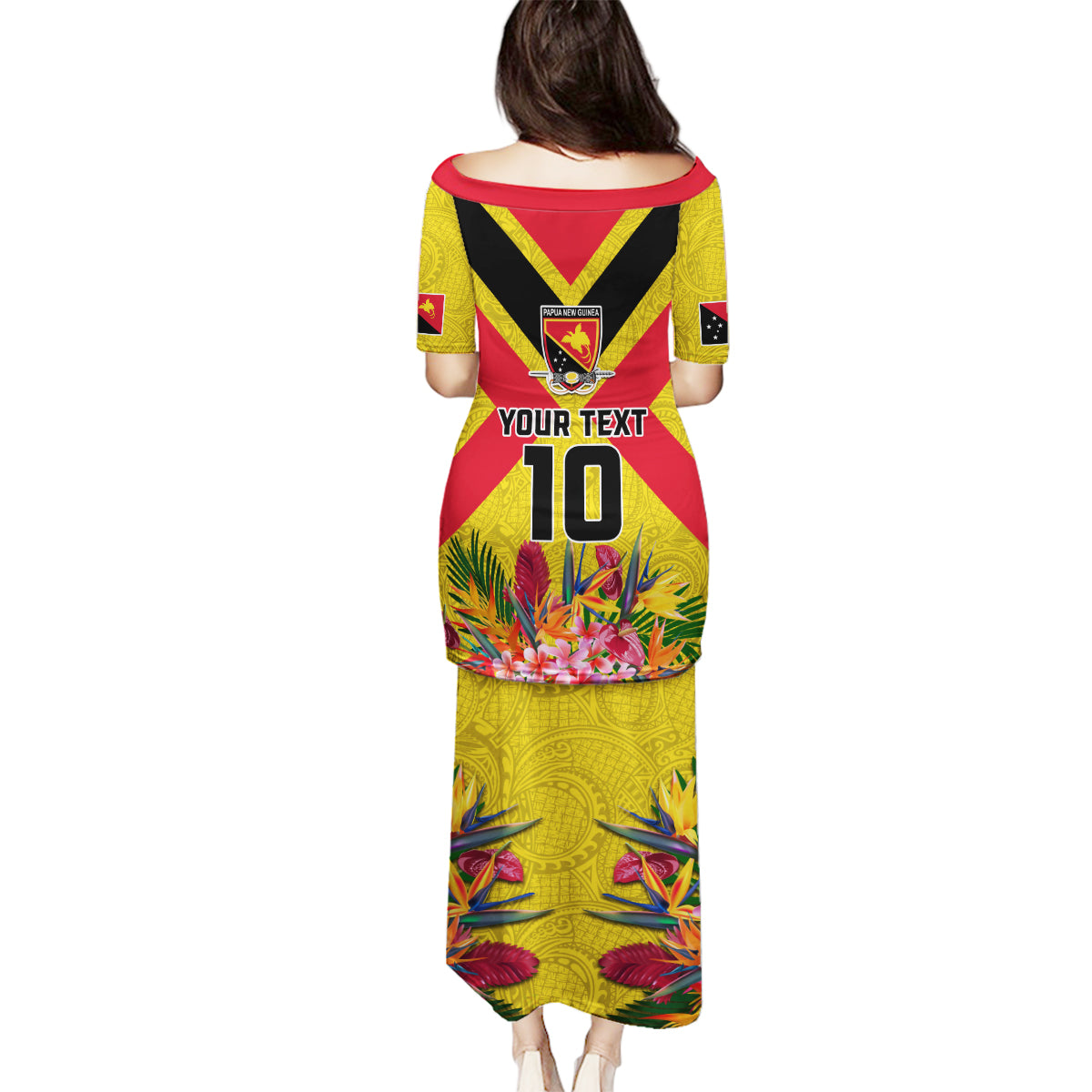 Custom Papua New Guinea Rugby Family Matching Puletasi and Hawaiian Shirt Bird of Paradise and Hibiscus Polynesian Pattern Yellow Color LT03