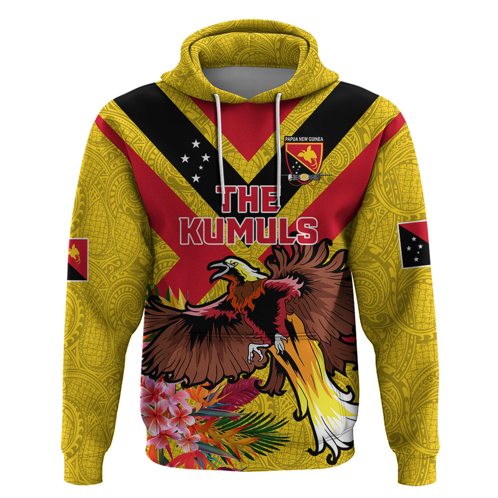 Custom Papua New Guinea Rugby Hoodie Bird of Paradise and Hibiscus Polynesian Pattern Yellow Color LT03 Pullover Hoodie Yellow - Polynesian Pride