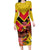 Custom Papua New Guinea Rugby Long Sleeve Bodycon Dress Bird of Paradise and Hibiscus Polynesian Pattern Yellow Color LT03