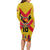 Custom Papua New Guinea Rugby Long Sleeve Bodycon Dress Bird of Paradise and Hibiscus Polynesian Pattern Yellow Color LT03