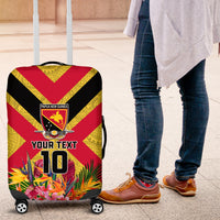 Custom Papua New Guinea Rugby Luggage Cover Bird of Paradise and Hibiscus Polynesian Pattern Yellow Color