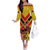 Custom Papua New Guinea Rugby Off The Shoulder Long Sleeve Dress Bird of Paradise and Hibiscus Polynesian Pattern Yellow Color LT03