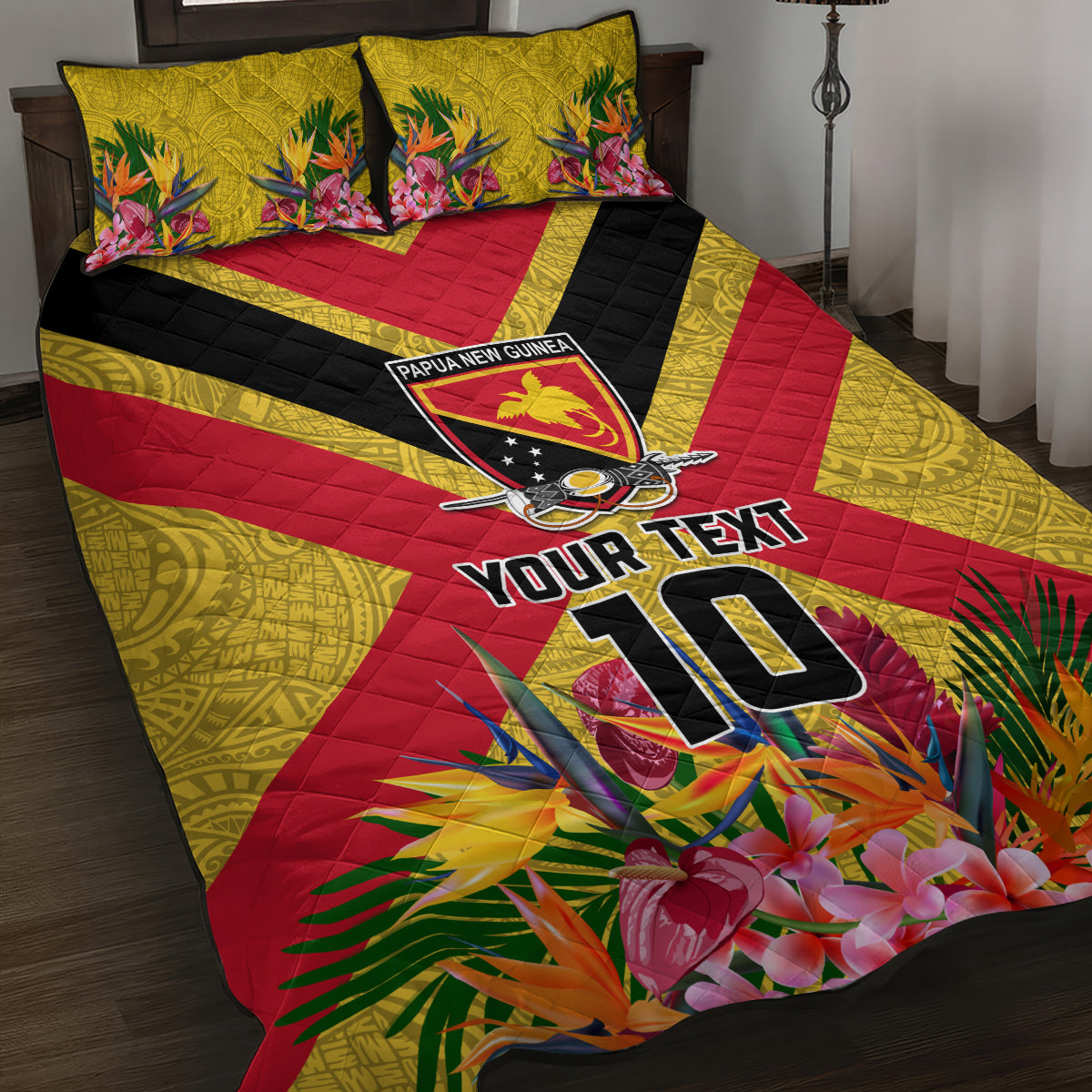 Custom Papua New Guinea Rugby Quilt Bed Set Bird of Paradise and Hibiscus Polynesian Pattern Yellow Color LT03 Yellow - Polynesian Pride