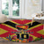 Custom Papua New Guinea Rugby Round Carpet Bird of Paradise and Hibiscus Polynesian Pattern Yellow Color