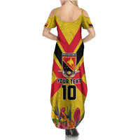 Custom Papua New Guinea Rugby Summer Maxi Dress Bird of Paradise and Hibiscus Polynesian Pattern Yellow Color LT03