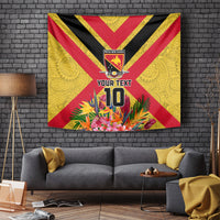Custom Papua New Guinea Rugby Tapestry Bird of Paradise and Hibiscus Polynesian Pattern Yellow Color LT03 - Polynesian Pride