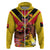 Custom Papua New Guinea Rugby Zip Hoodie Bird of Paradise and Hibiscus Polynesian Pattern Yellow Color LT03