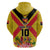 Custom Papua New Guinea Rugby Zip Hoodie Bird of Paradise and Hibiscus Polynesian Pattern Yellow Color LT03