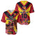 Custom Papua New Guinea Rugby Baseball Jersey Bird of Paradise and Hibiscus Polynesian Pattern Red Color LT03