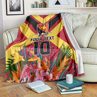 Custom Papua New Guinea Rugby Blanket Bird of Paradise and Hibiscus Polynesian Pattern Red Color LT03 Red - Polynesian Pride