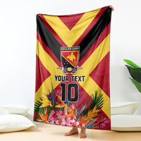 Custom Papua New Guinea Rugby Blanket Bird of Paradise and Hibiscus Polynesian Pattern Red Color LT03 - Polynesian Pride