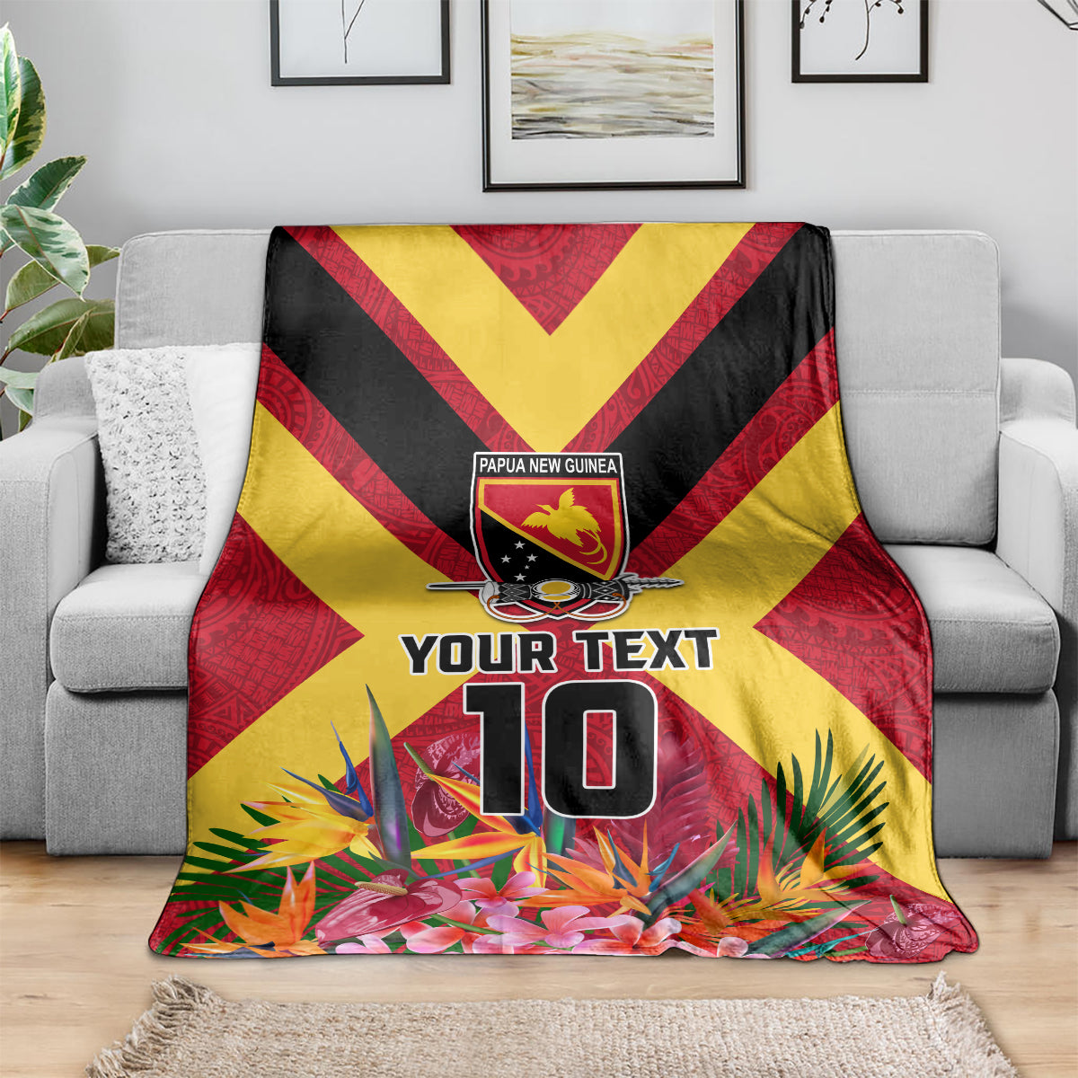 Custom Papua New Guinea Rugby Blanket Bird of Paradise and Hibiscus Polynesian Pattern Red Color LT03 - Polynesian Pride