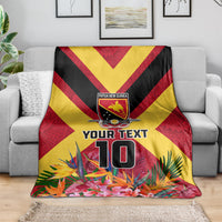 Custom Papua New Guinea Rugby Blanket Bird of Paradise and Hibiscus Polynesian Pattern Red Color LT03 - Polynesian Pride
