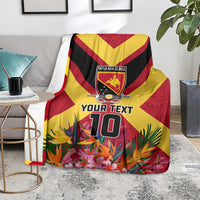 Custom Papua New Guinea Rugby Blanket Bird of Paradise and Hibiscus Polynesian Pattern Red Color LT03 - Polynesian Pride