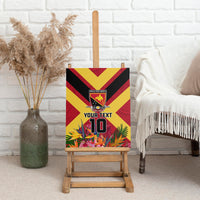 Custom Papua New Guinea Rugby Canvas Wall Art Bird of Paradise and Hibiscus Polynesian Pattern Red Color LT03 - Polynesian Pride
