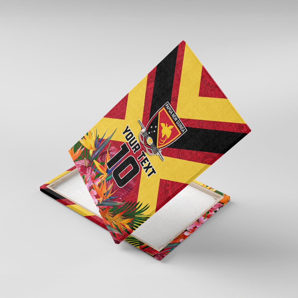 Custom Papua New Guinea Rugby Canvas Wall Art Bird of Paradise and Hibiscus Polynesian Pattern Red Color LT03 With Frame Red - Polynesian Pride