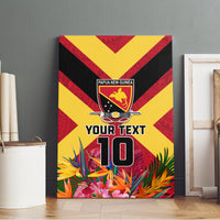 Custom Papua New Guinea Rugby Canvas Wall Art Bird of Paradise and Hibiscus Polynesian Pattern Red Color LT03 - Polynesian Pride