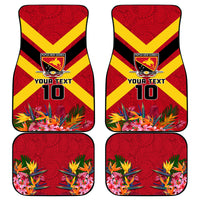 Custom Papua New Guinea Rugby Car Mats Bird of Paradise and Hibiscus Polynesian Pattern Red Color LT03 - Polynesian Pride