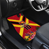 Custom Papua New Guinea Rugby Car Mats Bird of Paradise and Hibiscus Polynesian Pattern Red Color LT03 - Polynesian Pride
