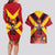 Custom Papua New Guinea Rugby Couples Matching Long Sleeve Bodycon Dress and Hawaiian Shirt Bird of Paradise and Hibiscus Polynesian Pattern Red Color LT03