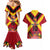 Custom Papua New Guinea Rugby Couples Matching Mermaid Dress and Hawaiian Shirt Bird of Paradise and Hibiscus Polynesian Pattern Red Color LT03