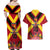 Custom Papua New Guinea Rugby Couples Matching Off Shoulder Maxi Dress and Hawaiian Shirt Bird of Paradise and Hibiscus Polynesian Pattern Red Color LT03