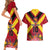 Custom Papua New Guinea Rugby Couples Matching Short Sleeve Bodycon Dress and Hawaiian Shirt Bird of Paradise and Hibiscus Polynesian Pattern Red Color LT03